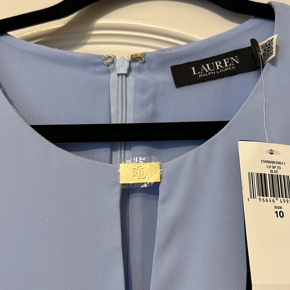 NWT 
LAUREN RALPH LAUREN
 Belted Georgette Dress
10, Pebble Blue - Picture 7 of 7